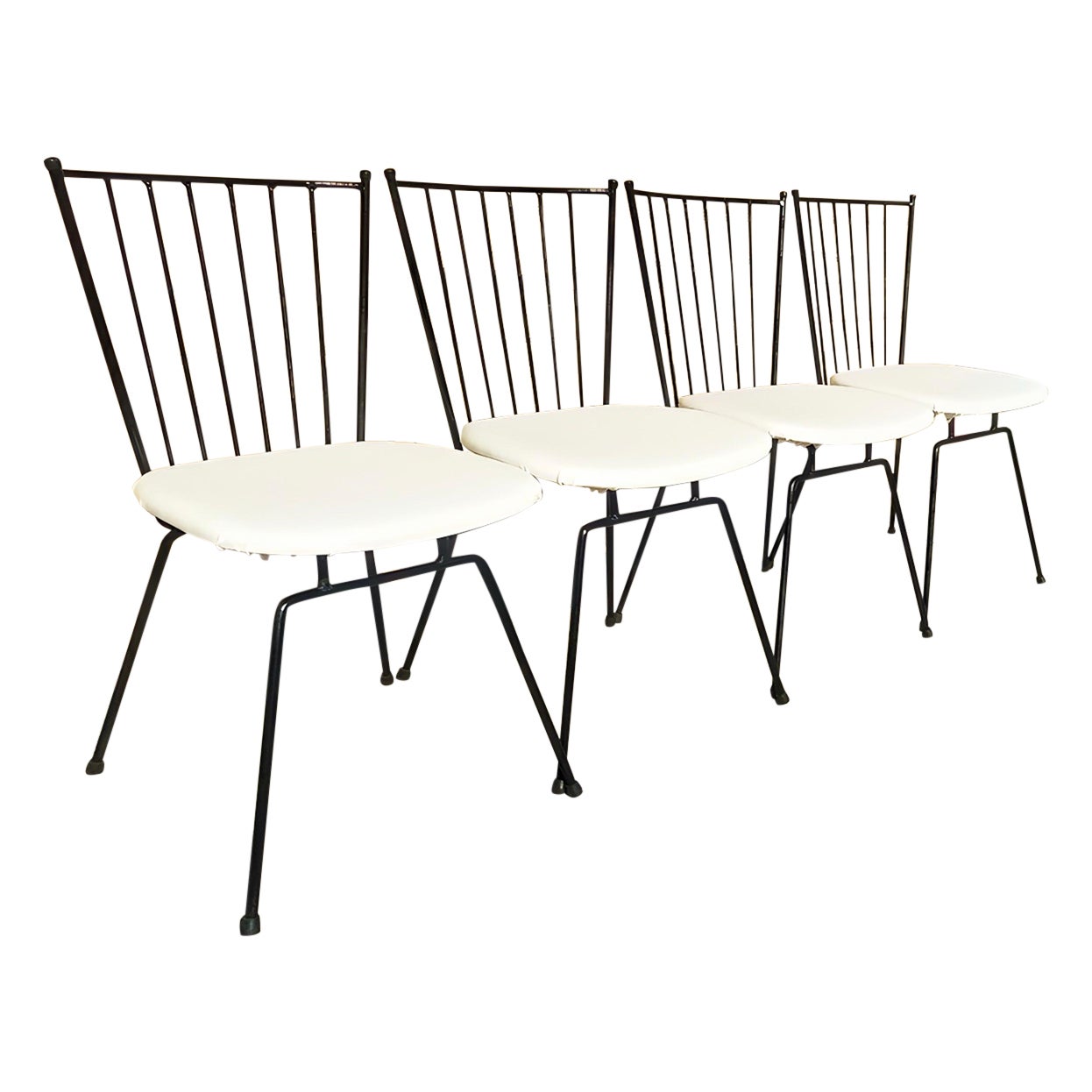 Four Chairs in Lacquered Metal in the Style of Colette Gueden, circa 1960 For Sale