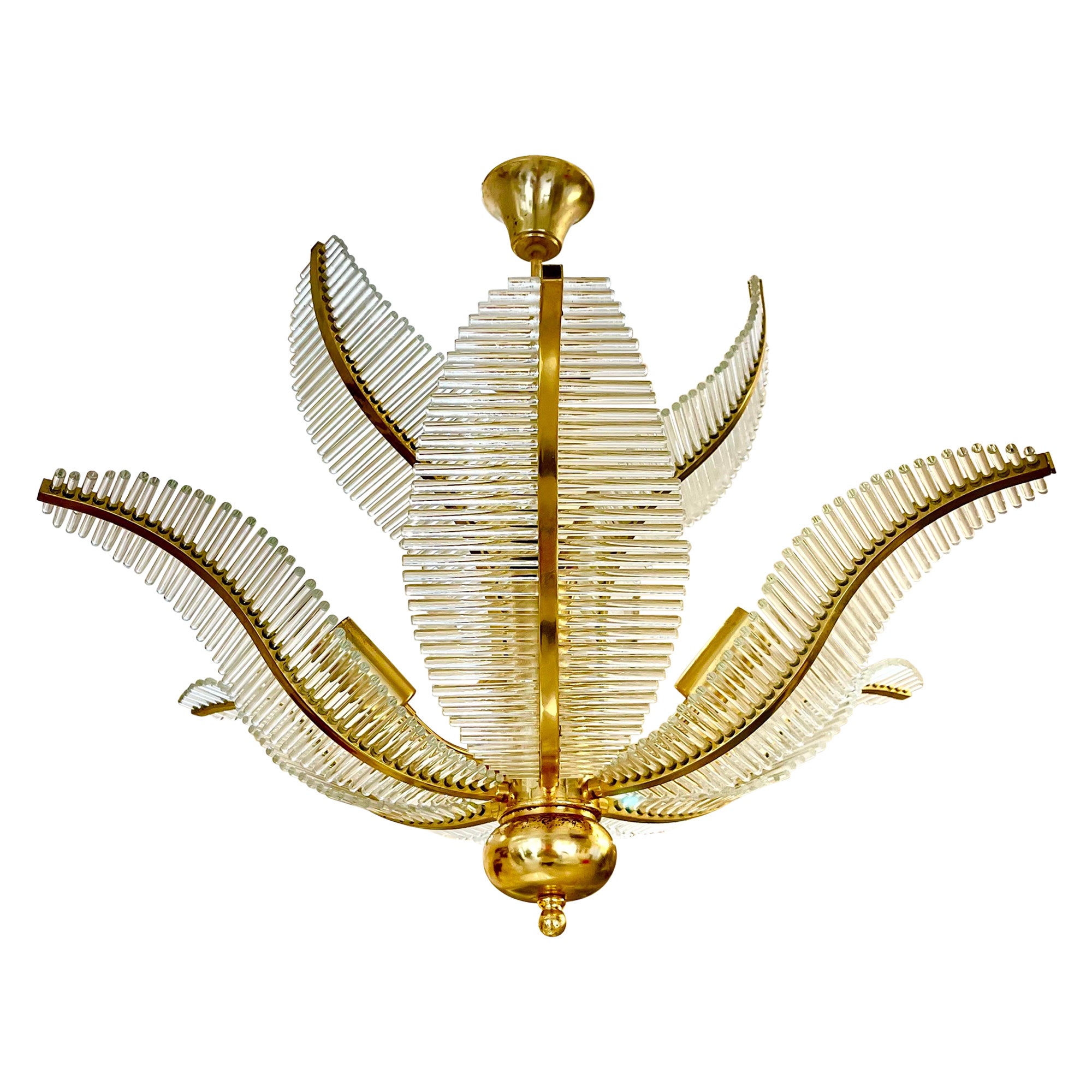 Maison scoliari PALM glass chandelier murano , italy 1970s For Sale