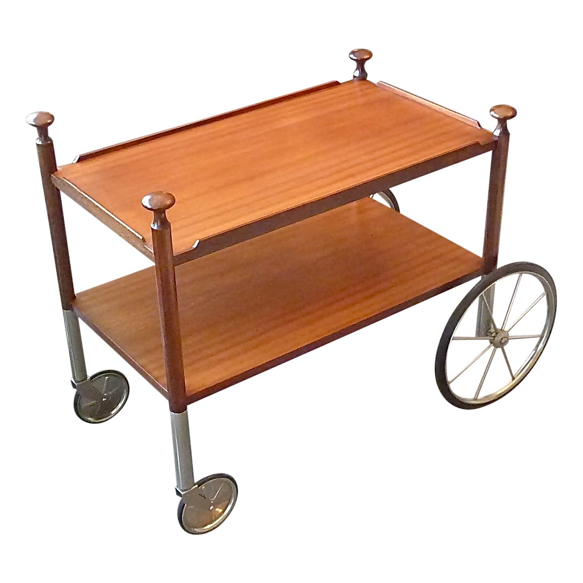 Signed Walter Wirz Wilhelm Renz Serving Cart Bar Trolley Side Table Teak 1960s For Sale