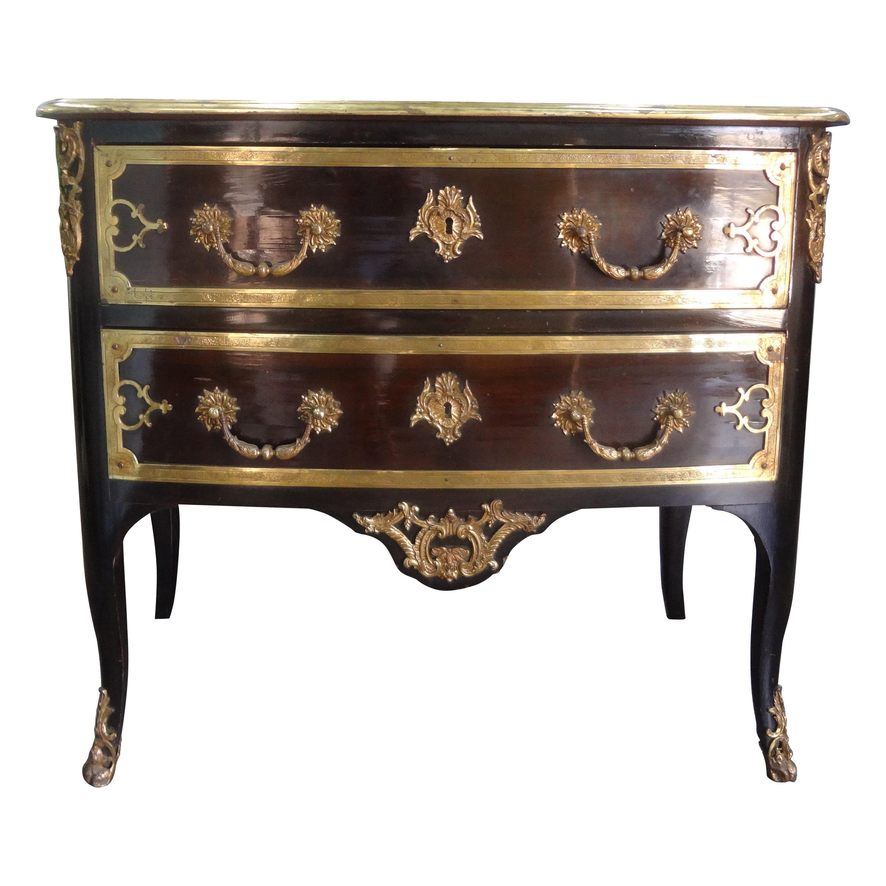 Late 19th Century French Louis XV Style Ebonized Commode or Chest For Sale