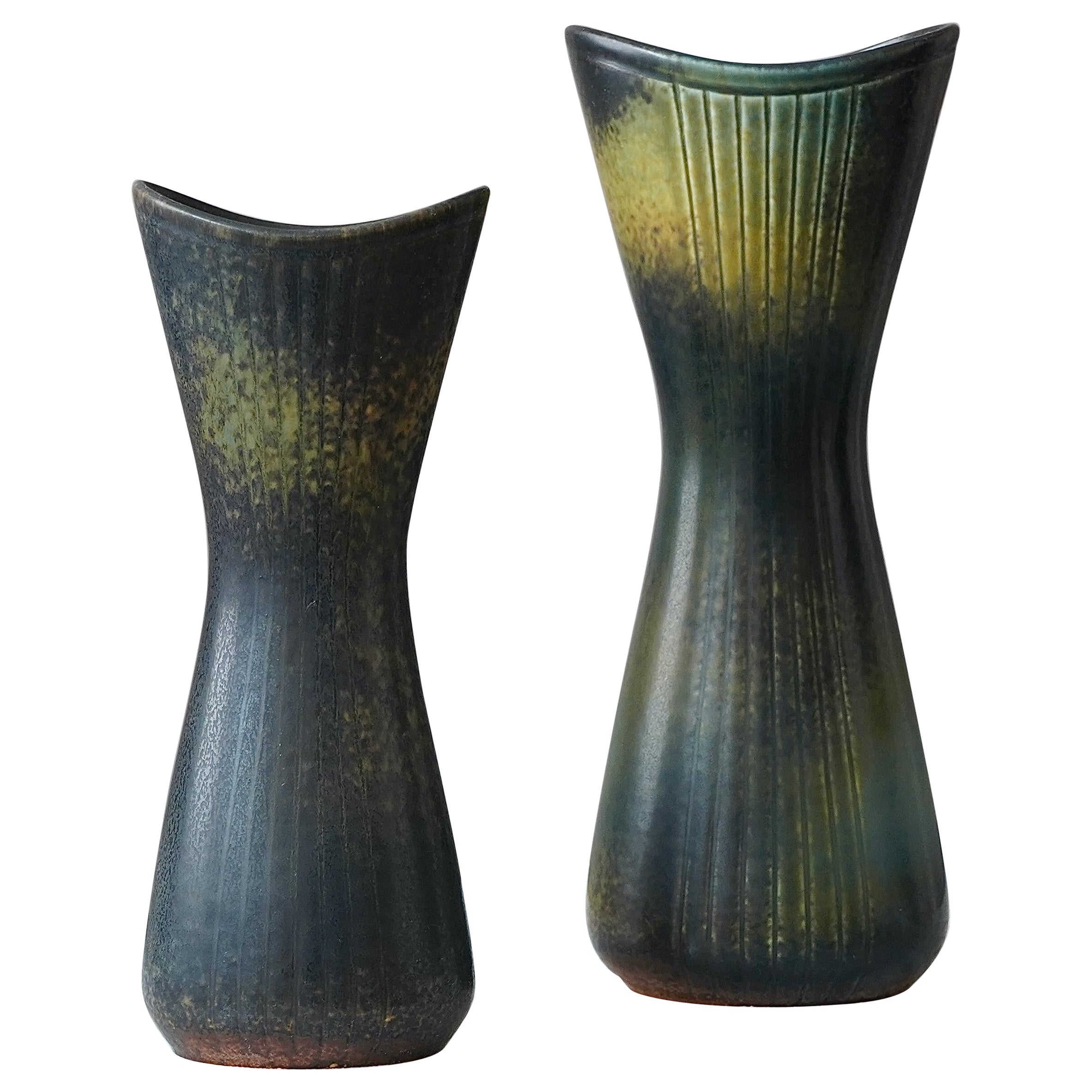 Paire de vases en grès de Gunnar Nylund pour Rorstrand, Suède, années 1950