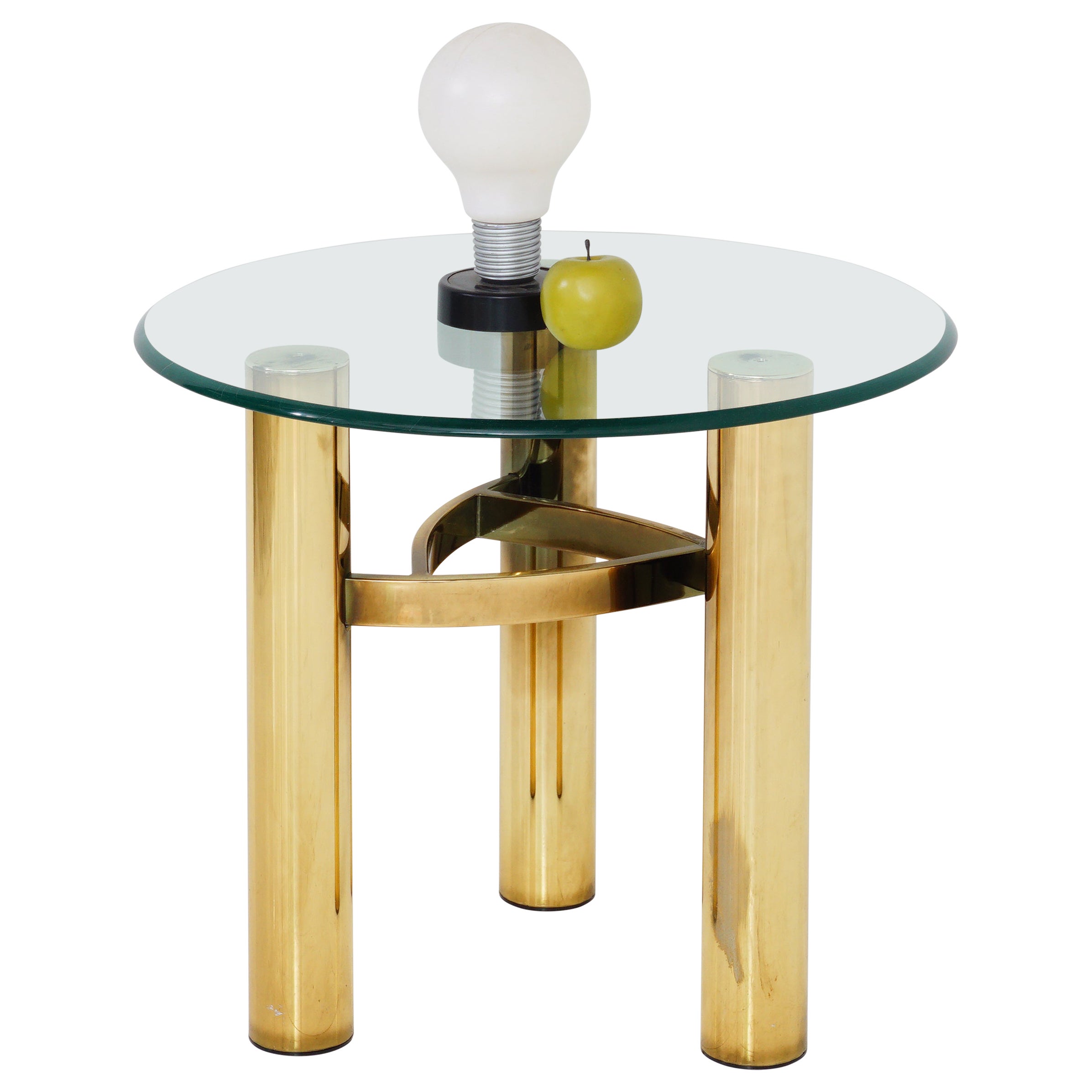 Brass & Glass Side Table, 1970s