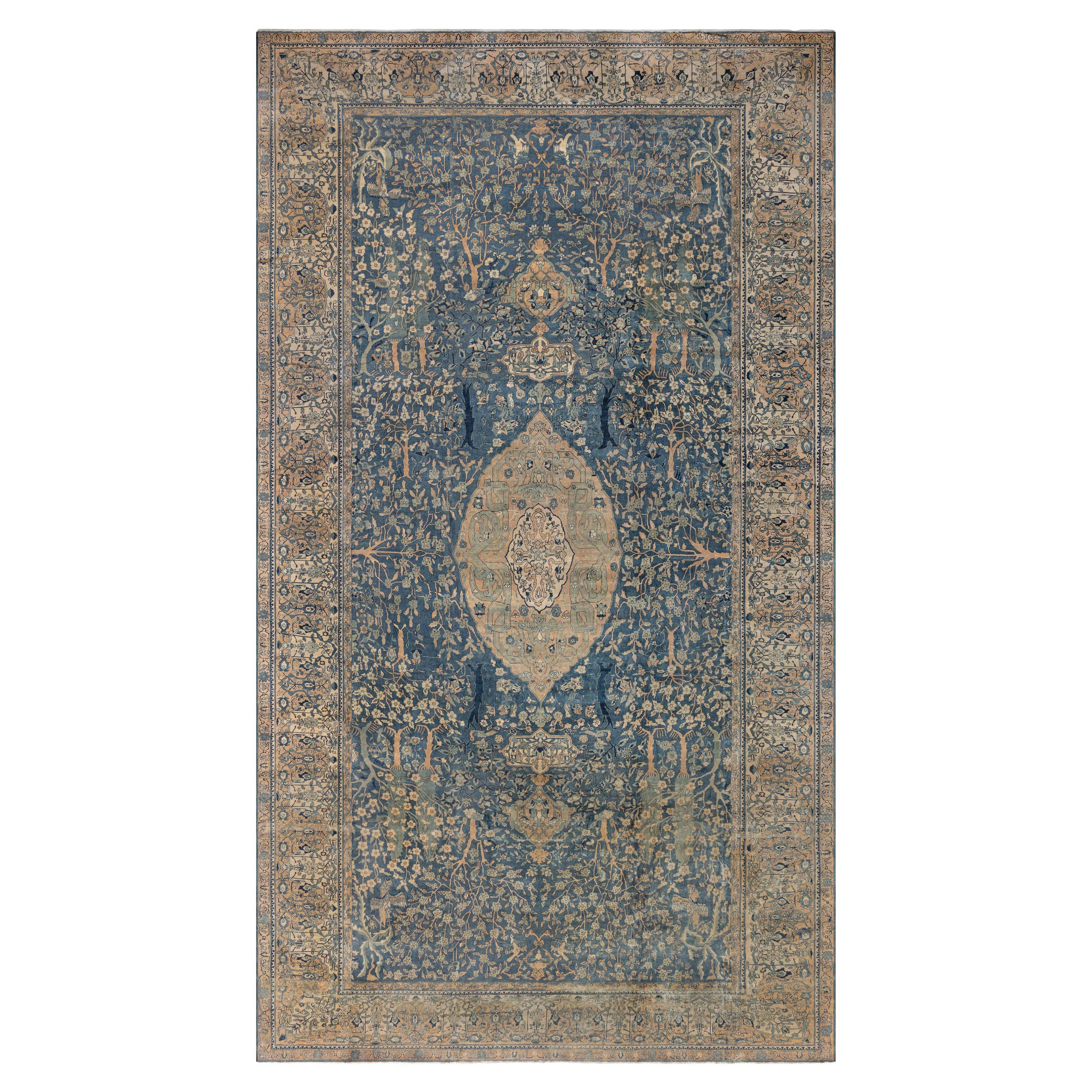 Antique Indian Handmade Wool Rug For Sale