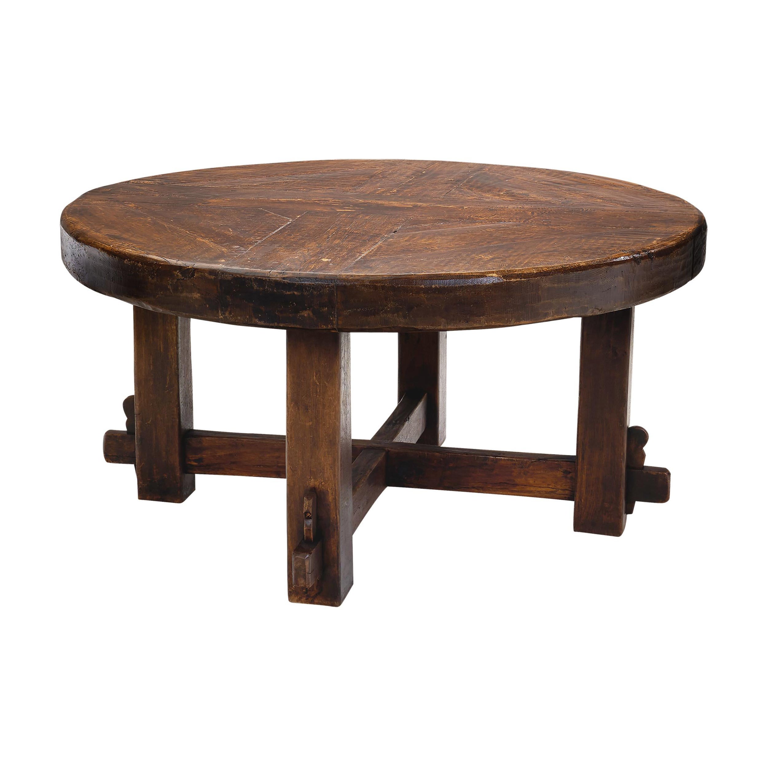Mid-Century Modern Table with Cross Stretchers, Europe ca 1950s For Sale