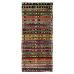 5x11.2 Ft Vintage Turkish Kilim Runner. Colorful Hand-Woven Rug for Hallway
