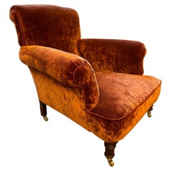 A Reupholstered Used Victorian Velvet Armchair 