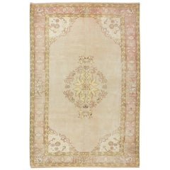 6.5x10 Ft Modern Handmade Beige Area Rug, Faded Turkish Carpet, 100% Wool