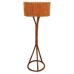 Midcentury Bamboo and Rattan Floor Lamp Franco Albini Style, Italy 1960s
