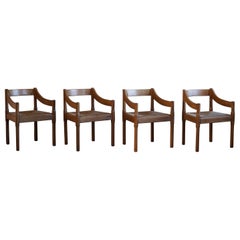 Vintage Vico Magistretti, Set of 4 "Carimate" Chairs for Cassina, Italian Modern, 1970s