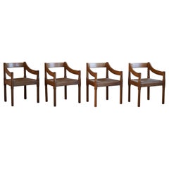 Retro Vico Magistretti, Set of 4 "Carimate" Chairs for Cassina, Italian Modern, 1970s