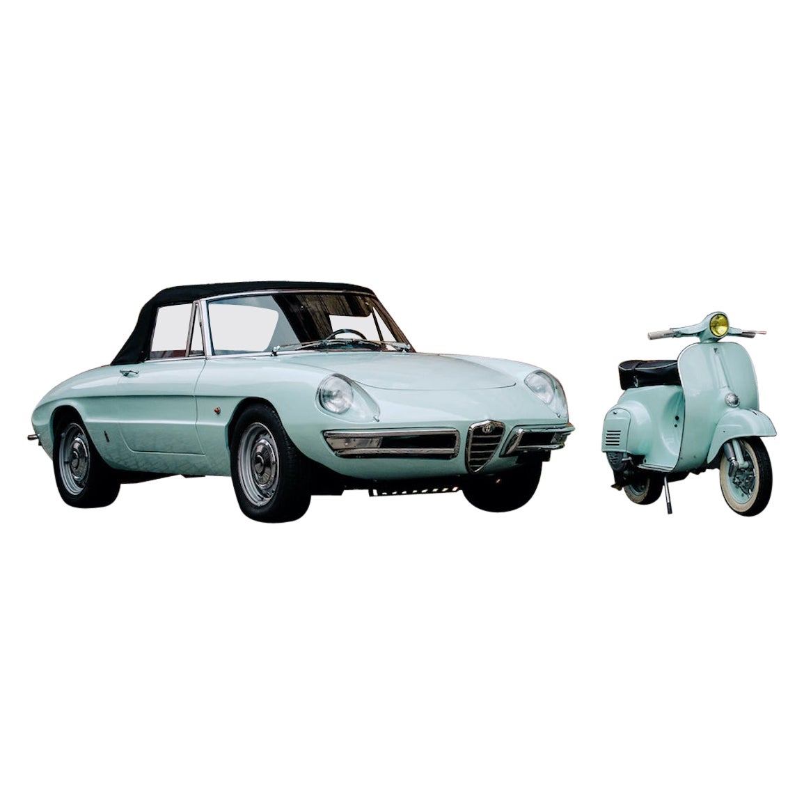 Rare 1967 Alfa Spider Duetto with matching Vespa, Italy