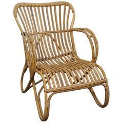 Vintage Rattan Dutch Design Belse 8 armchair, 1950
