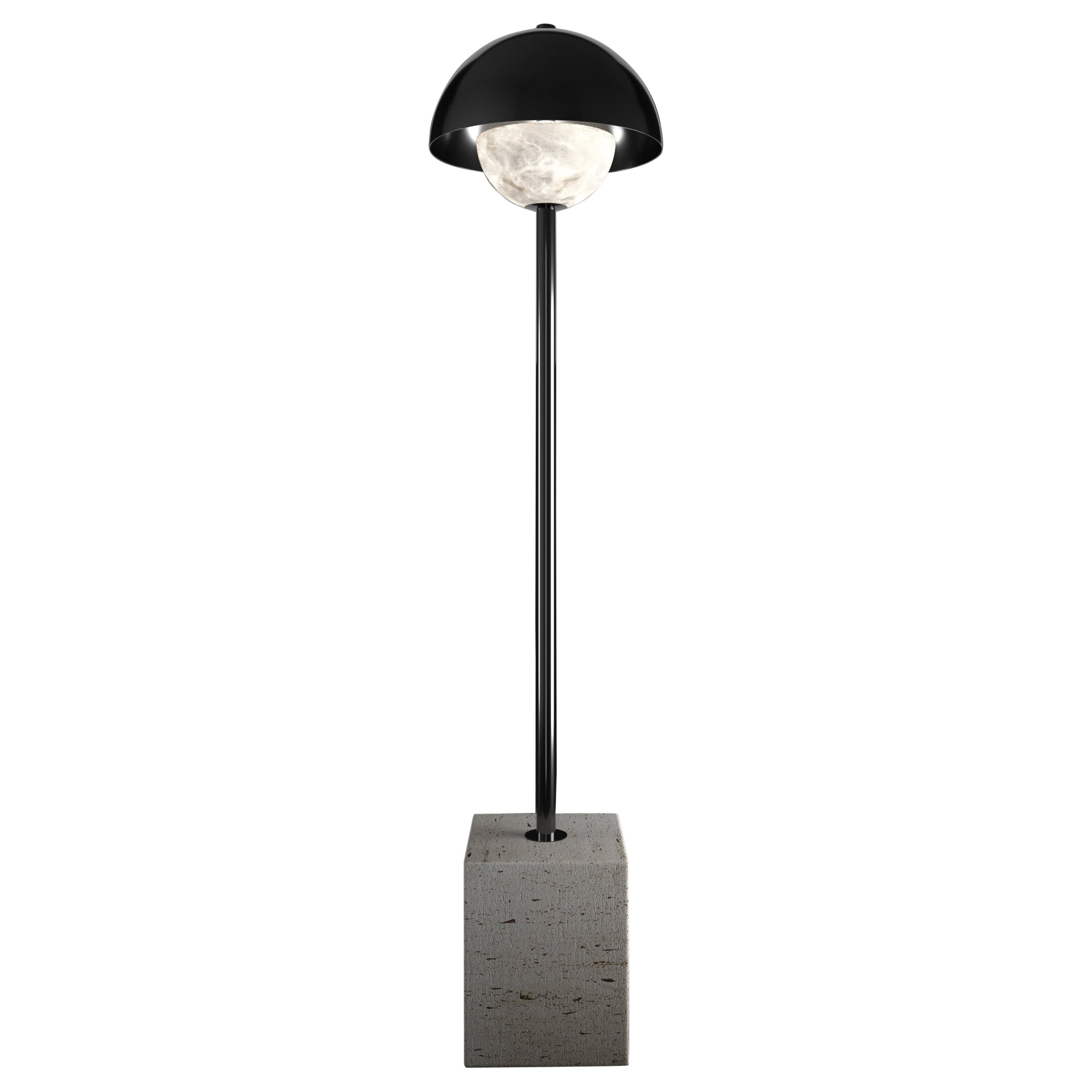 Apollo-Stehlampe aus glänzendem schwarzem Metall von Alabastro Italiano