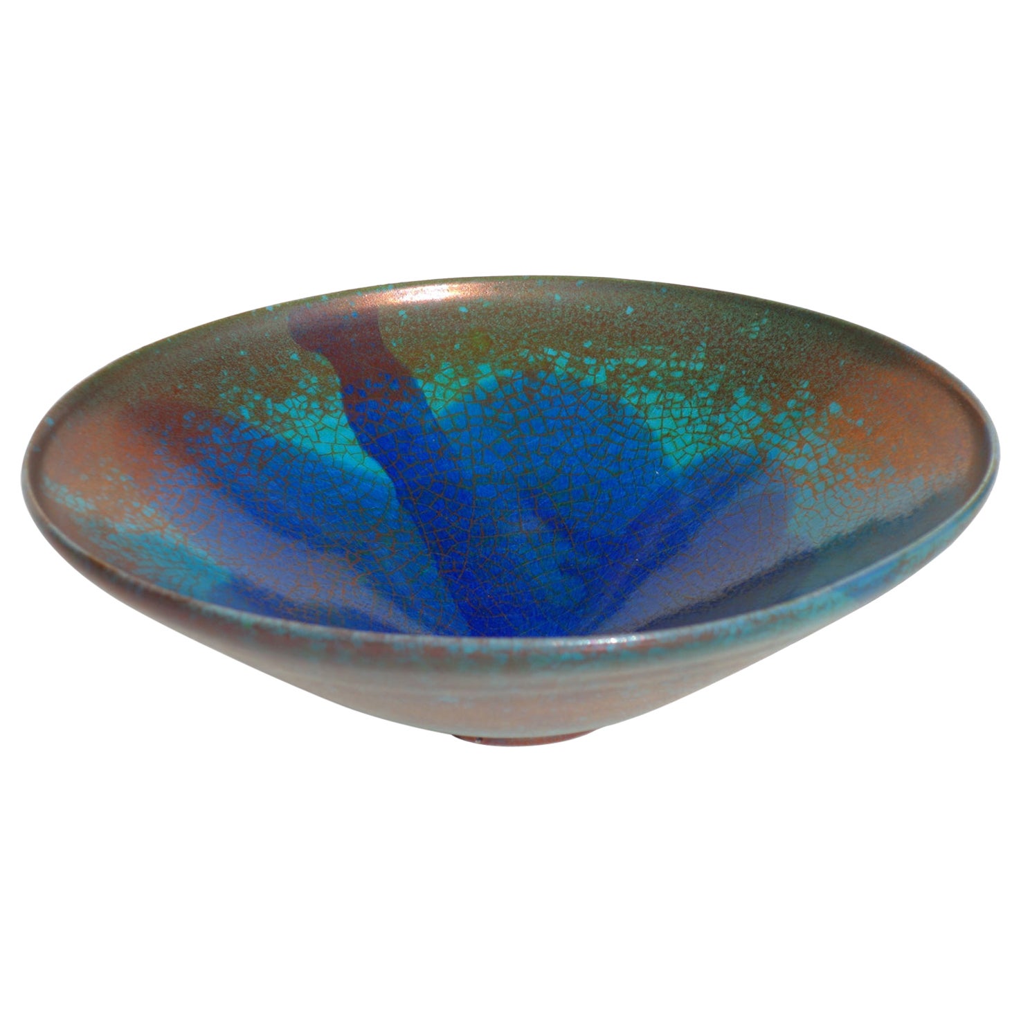 1970 Carlo Zauli Faenza Cerámica Italiana Esmalte Azul Turquesa Cobre Placa
