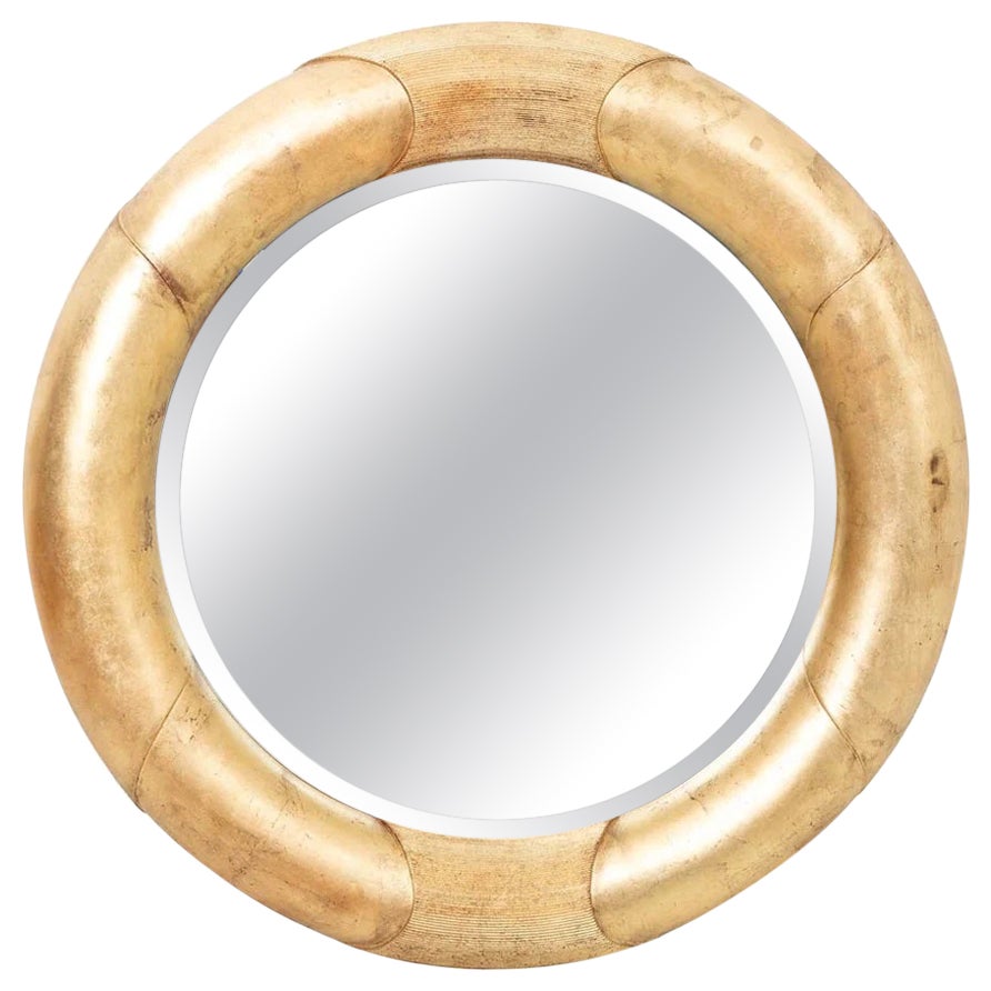Large Scale Round Gilt Beveled Mirror For Sale