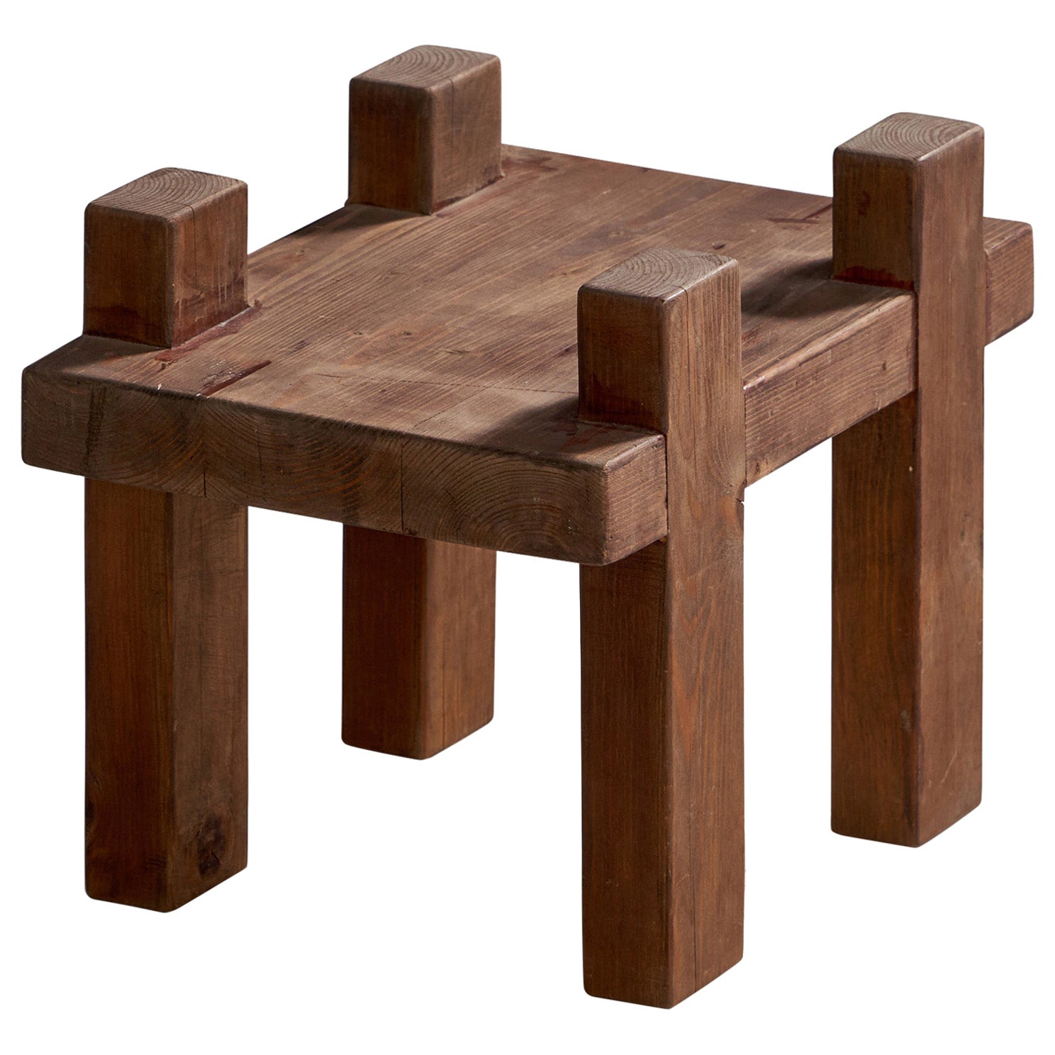 Swedish Designer, Small Side Table, Pine, Sweden, 1960s For Sale