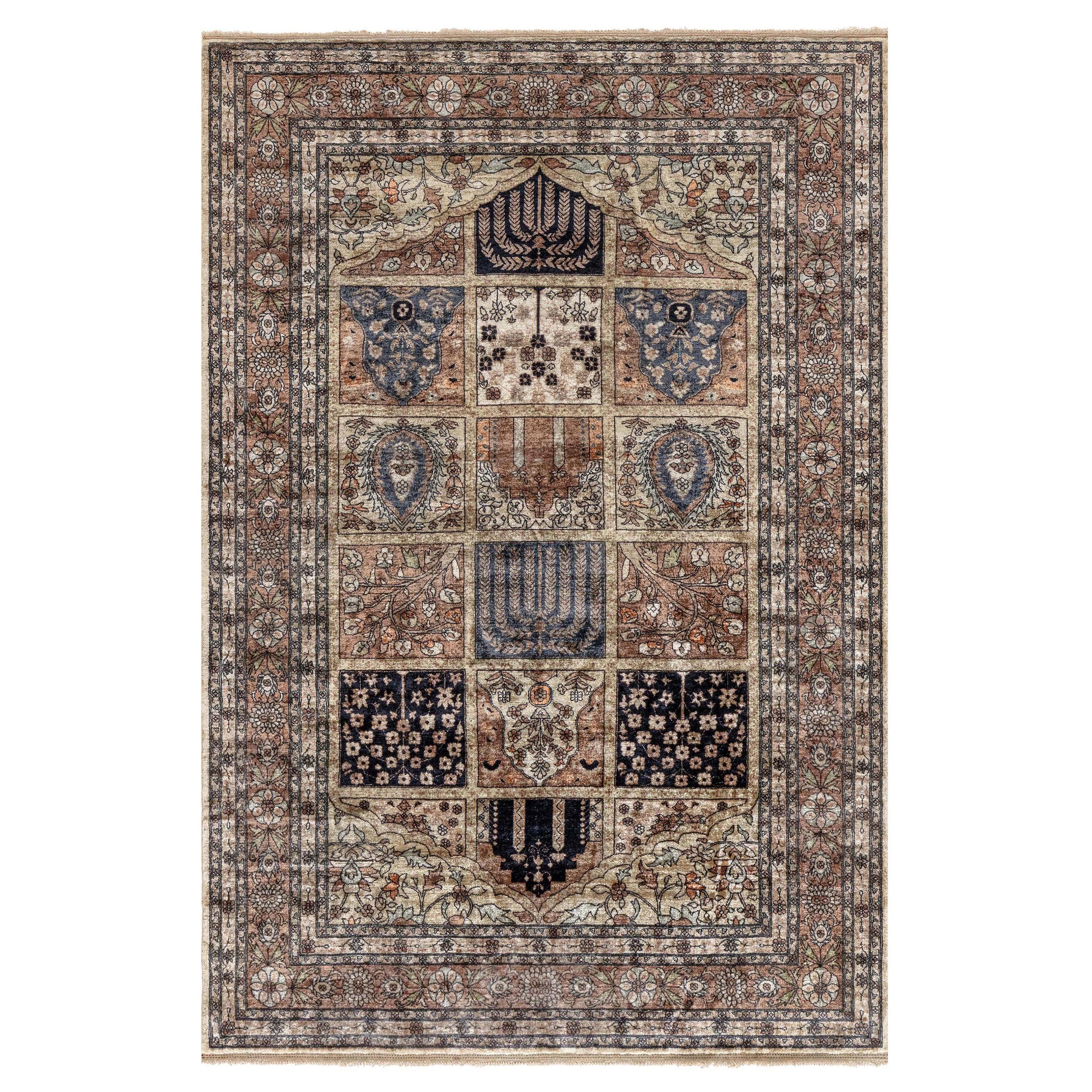 Vintage Egyptian Silk Rug For Sale