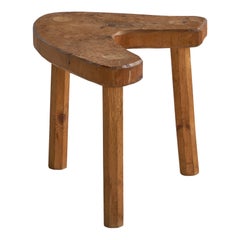 Swedish Designer, Freeform Stool, Pine, Sweden, 1960s