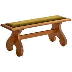 Swedish Designer, Bench, Pine, Velvet, Sweden, 1940s