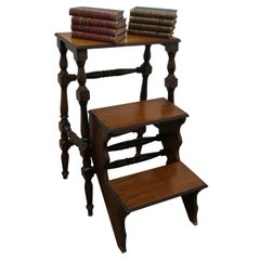 Antique Metamorphic Library Step and High Stool  A very useful piece