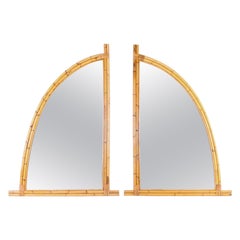 Paar große Spiegel aus Rattan " Segel " 