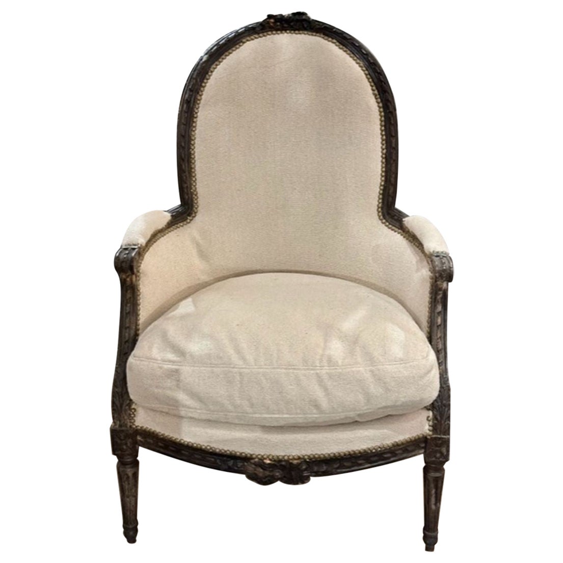 French Louis XVI Oak Bergere For Sale