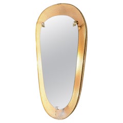 Retro Large heart-shaped backlit mirror in curved metal 