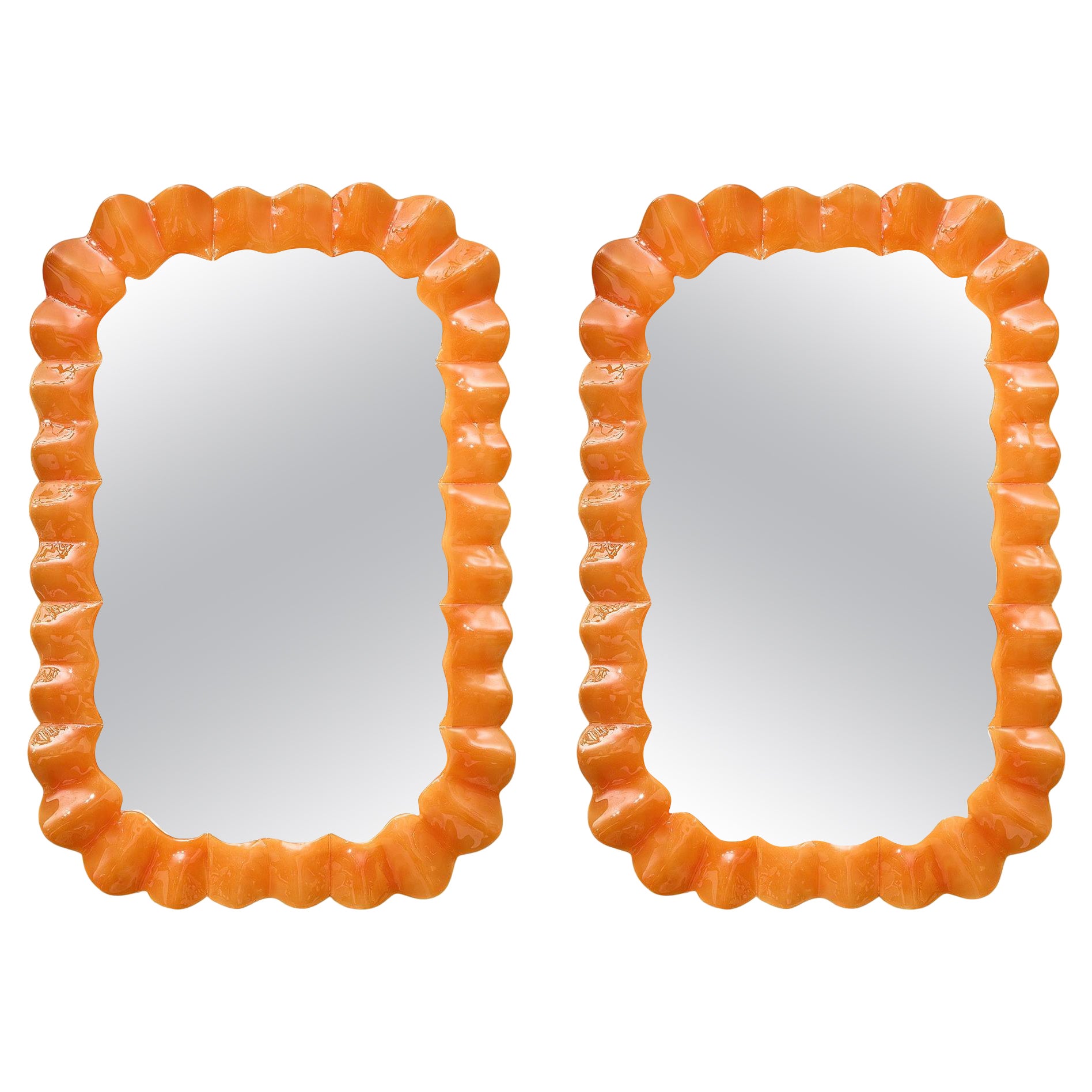 Murano Glass Orange Mirrors For Sale