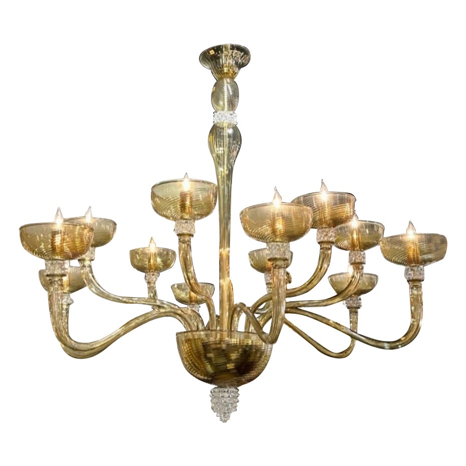 Murano Tabaco Glass Chandelier For Sale