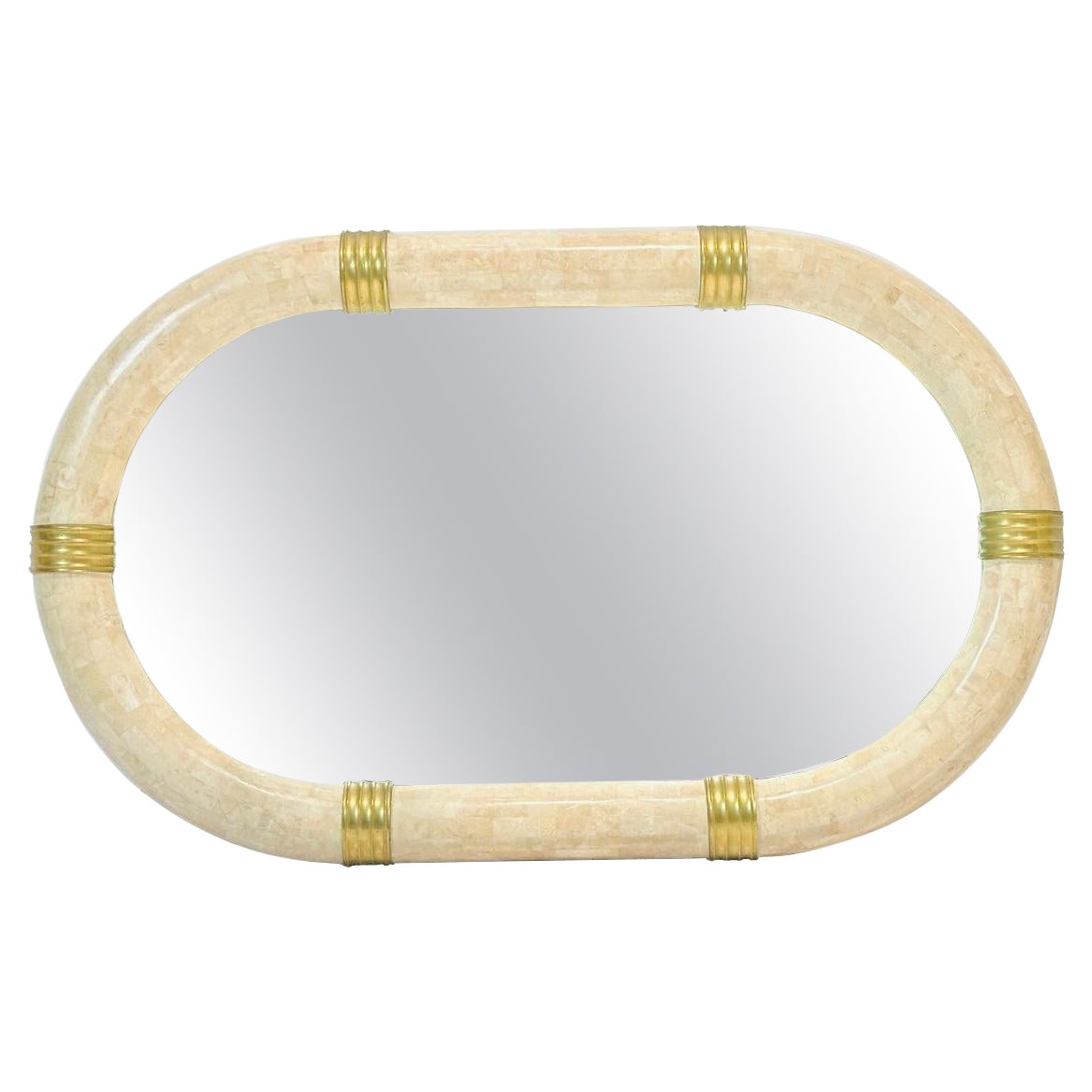 Brass & Tessellated Stone Wall Mirror by Maitland Smith For Sale