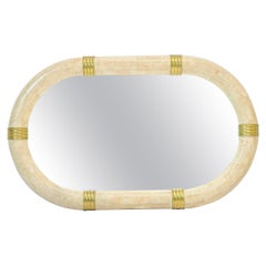 Brass & Tessellated Stone Wall Mirror by Maitland Smith