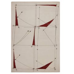 Rug & Kilim’s White Minimalist Mid-Century Modern Style Rug in Geometric Pattern