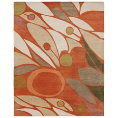 Rug & Kilim X Jenn Ski Orange Mid-Century Modern Style Rug, Geometric Patterns