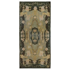 Antique Bessarabian Kilim in Green and Blue with Floral Pattern from Rug & Kilim