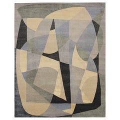 Rug & Kilim’s Mid-Century Modern Style Rug with Gray & Green Geometric Patterns