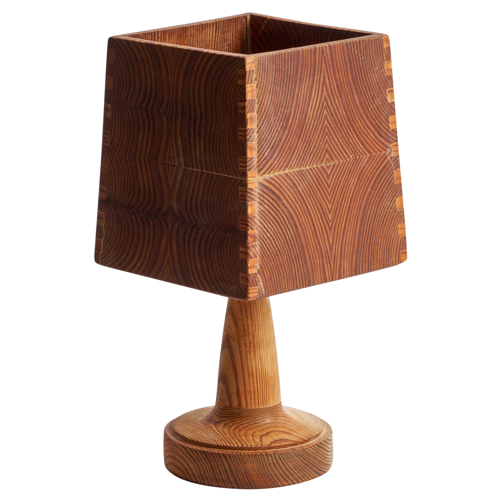 Swedish Designer, Table Lamp, Pine, Sweden, 1970s For Sale