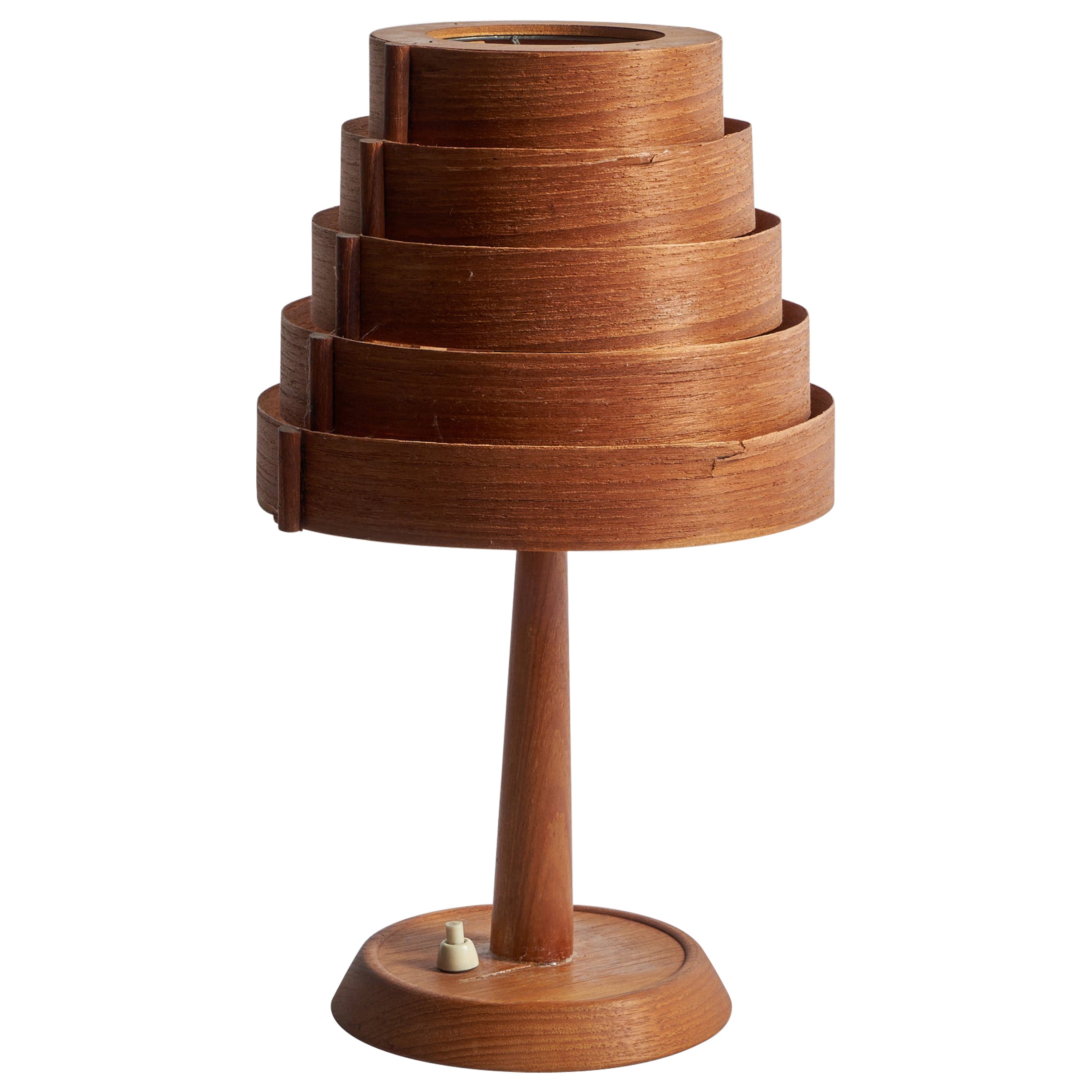 Swedish Designer, Table Lamp, Pine, Sweden, 1970s For Sale