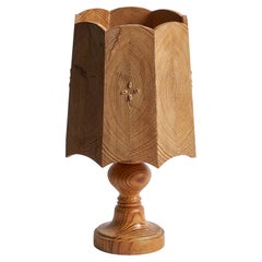 Schwedische Designerin, Tischlampe, Kiefernholz, Schweden, 1970er Jahre