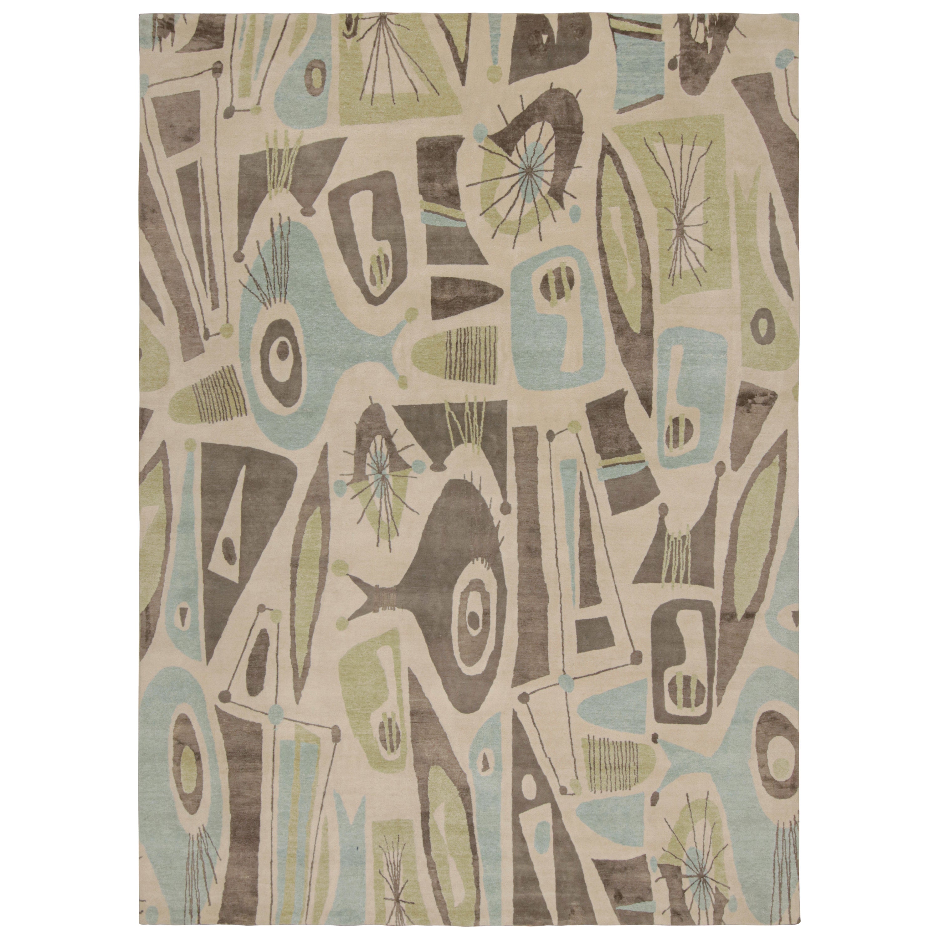 Rug & Kilim’s Mid-Century Modern Style Rug with Geometric Patterns For Sale