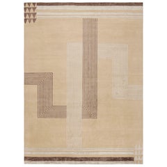 Rug & Kilim’s French Art Deco style Rug with Beige-Brown Patterns
