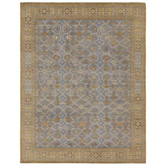 Rug & Kilim’s Samarkand Style Rug in Blue with Geometric Patterns