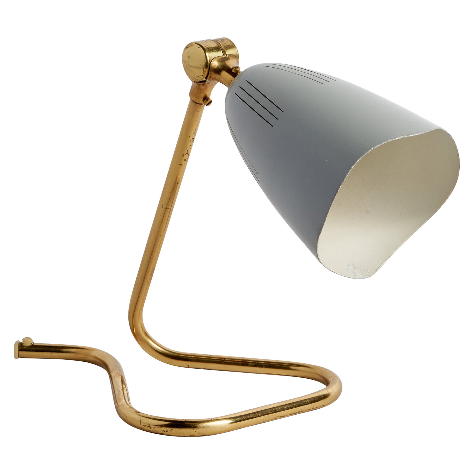 Swedish Designer, Table Lamp, Brass, Metal, Sweden, 1950s