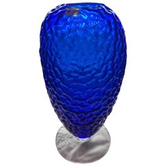 Blenko Jarrón Azul Cobalto Hecho a Mano