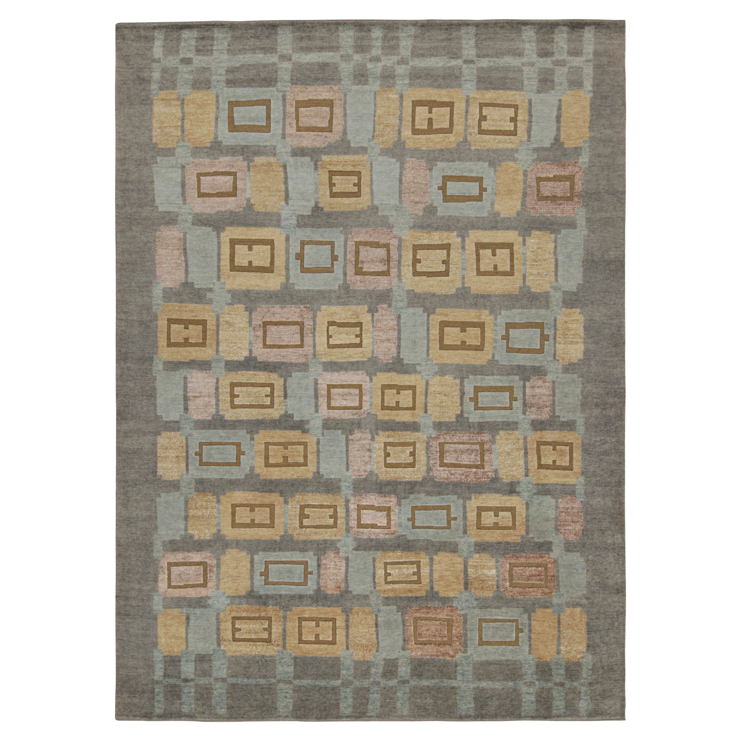 Rug & Kilim’s “High” Scandinavian Style Rug in Gray with Geometric Patterns