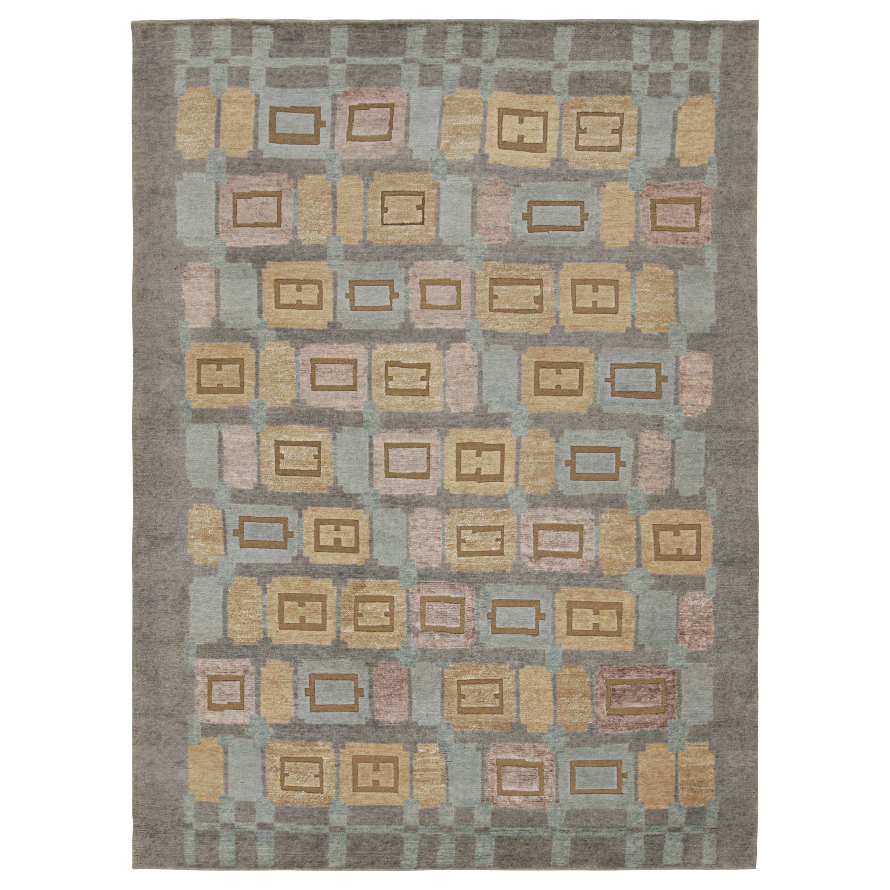 Rug & Kilim’s “High” Scandinavian Style Rug in Gray with Geometric Patterns For Sale