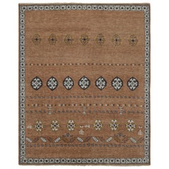 Rug & Kilim’s Tribal Style Rug in Brown with Primitivist Geometric Patterns