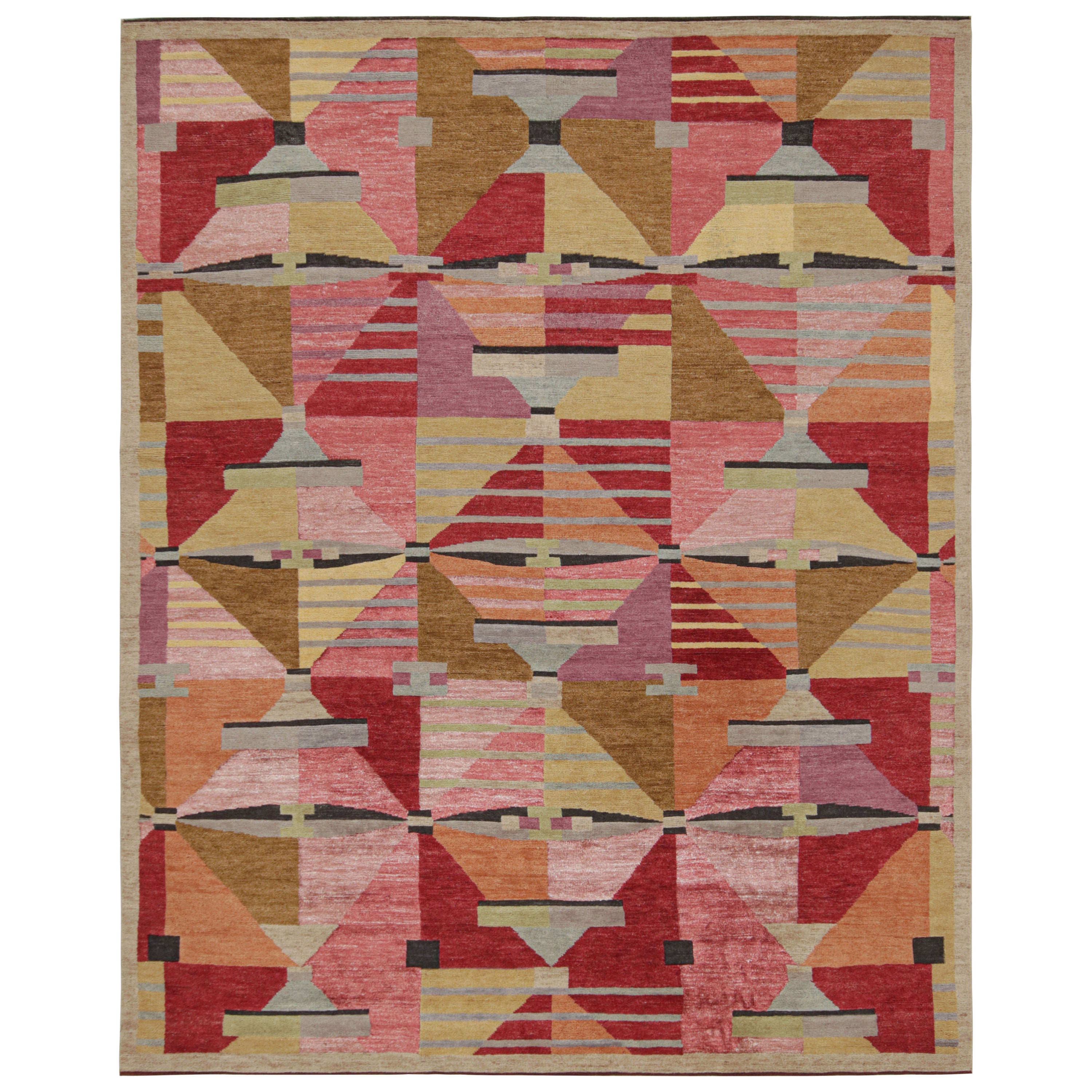 Rug & Kilim's hoher Teppich im skandinavischen Stil mit geometrischen Mustern 