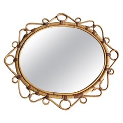 Retro Boho Elegance Meets Timeless Trends: 1960s Rattan Mirror from France 