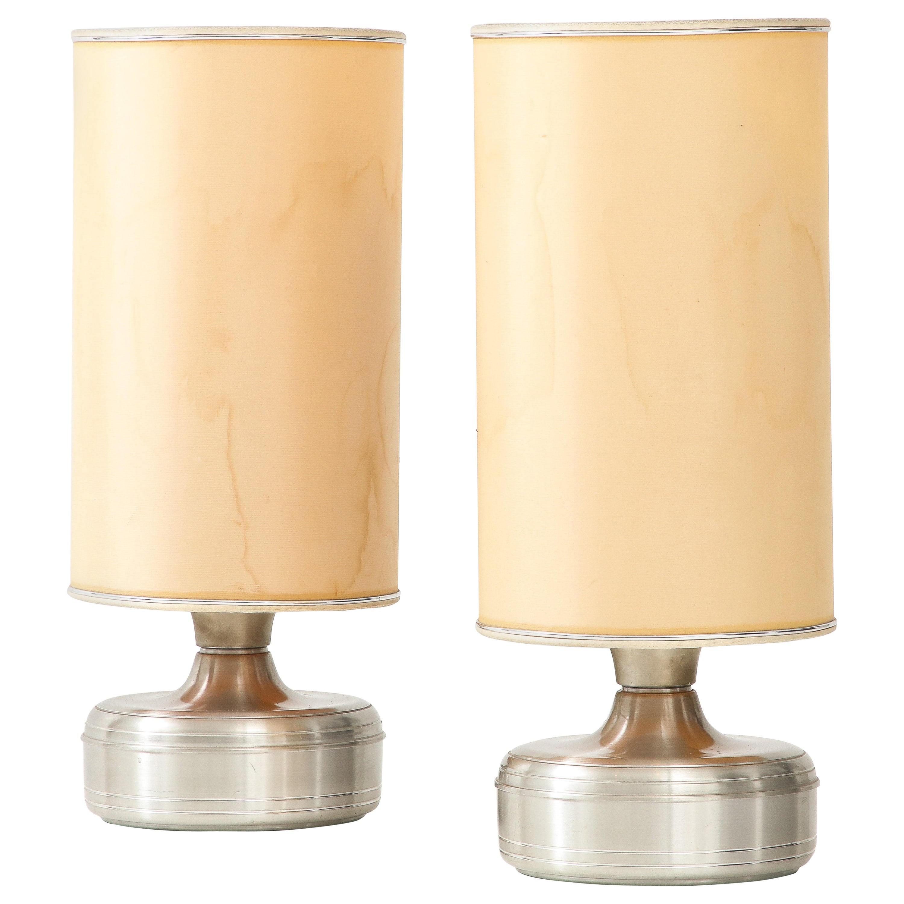 Pair of Chrome Table Lamps by Lumi, Italy, circa 1960 For Sale