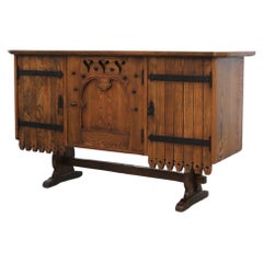 Mid-Century Austrian Style Dark Stained Sideboard with Ornate Detail